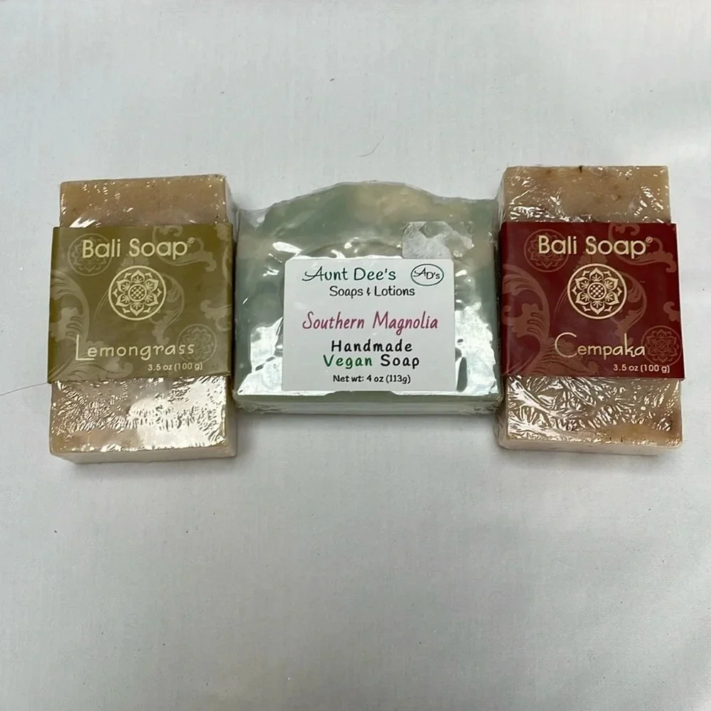 NWOT 3 soap cleansing bars. Southern Magnolia, lemongrass and Cempaka.